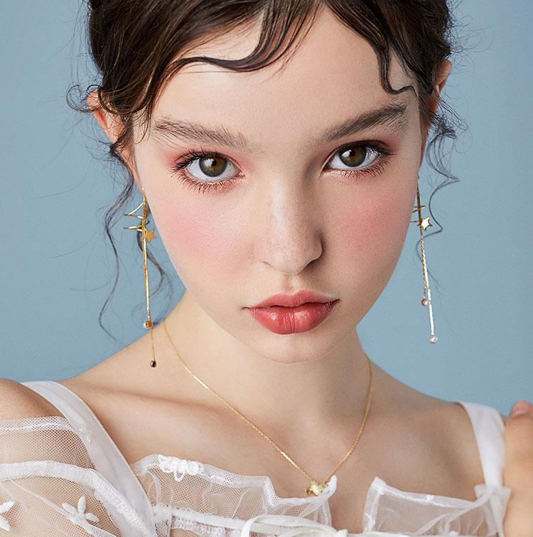 Round face slimming simple metal spiral curve stars double tassel earrings ear clip without ear hole female - dianjiang-