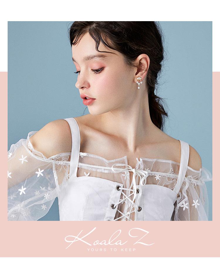 Japanese boutique lovely flash diamond cloud pearl raindrop earring earrings ear clip earless female INS fairy Korea - dianjiang-