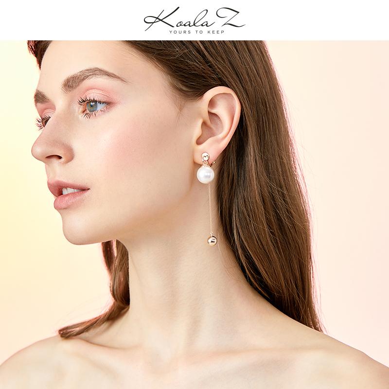 Big brand same style elegant pearl Metal Ball Pendant Long 925 silver needle earring earring female without earhole - dianjiang-