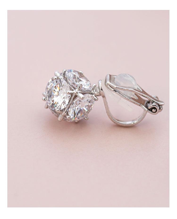 6-sided drill! Minimalist set-piece cube crystal diamond ball ear nail earring earrings no ear hole female European and American small - dianjiang-