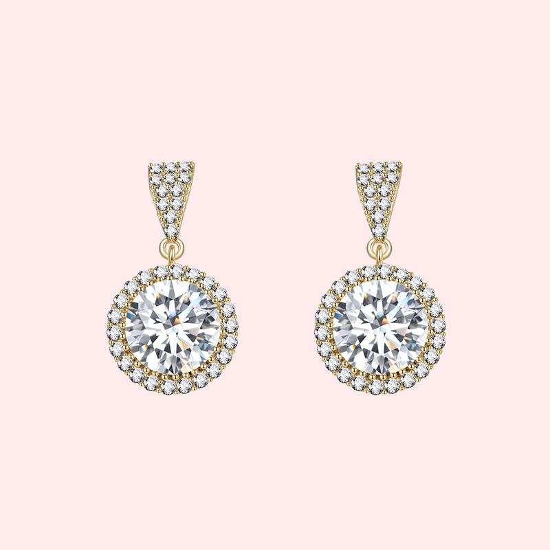 Classic commuter shining gem round diamond earrings earrings earrings earrings clip earless women's daily boutique in Europe and America - dianjiang-