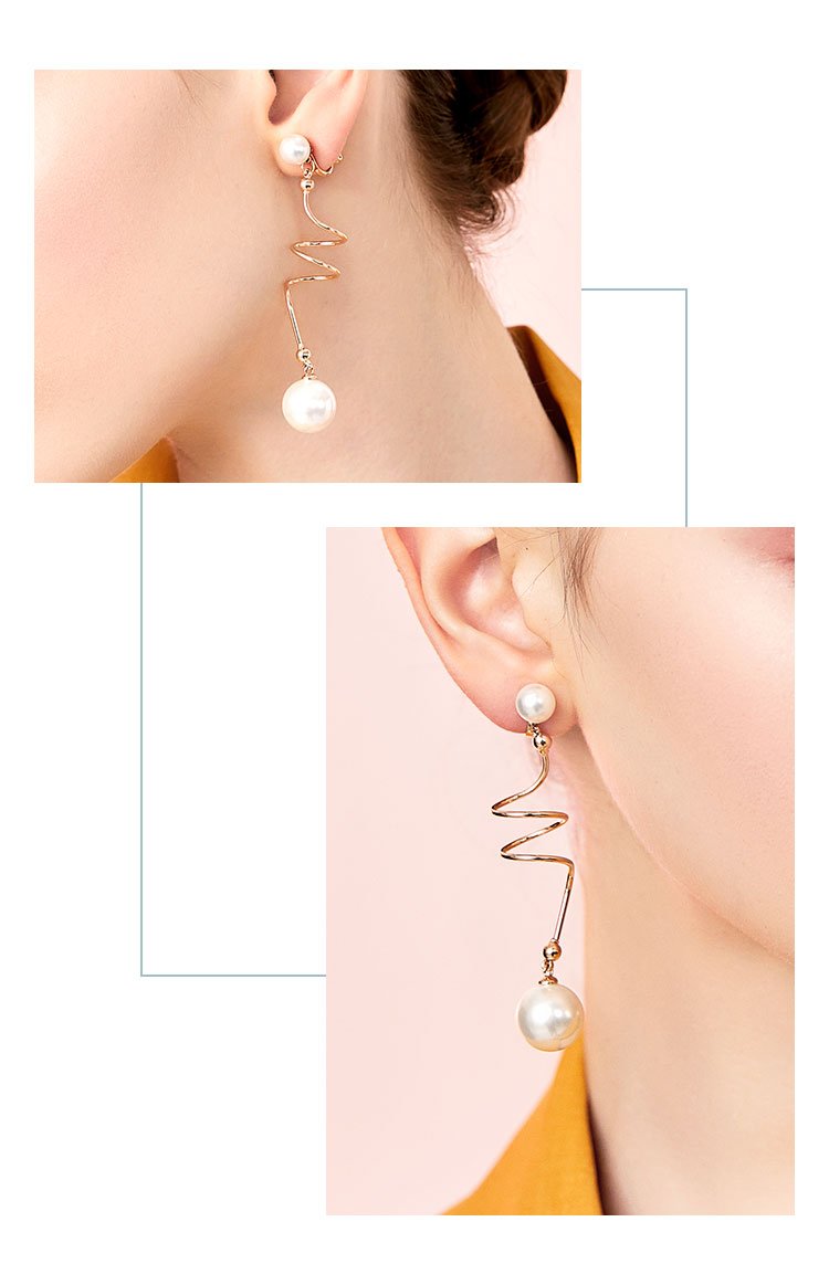 Design sense of minimalist cold wind wind wind large pearl long earring earrings without ear holes female European and American exaggeration - dianjiang-