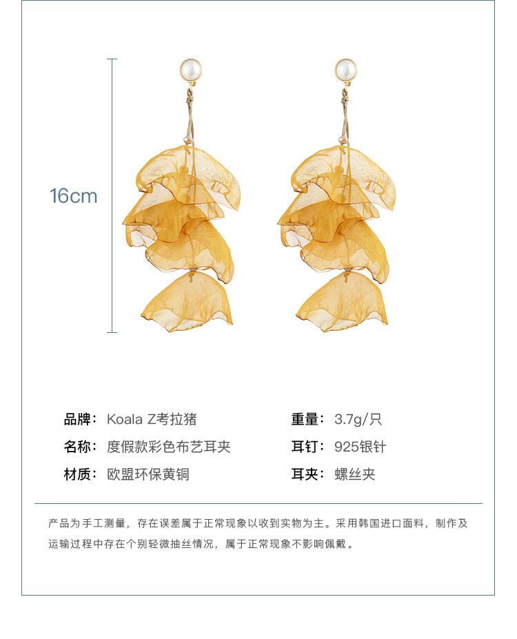 Imported Korean flowing fabric Summer refreshing chiffon fabric art flowers long flow inge earring earrings earless hole - dianjiang-