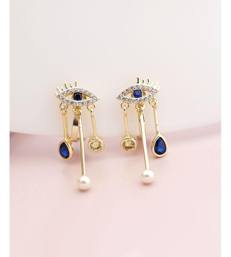 Devil's eye is small and exquisite temperament personality earring earring earring clip female blue eyes retro - dianjiang-