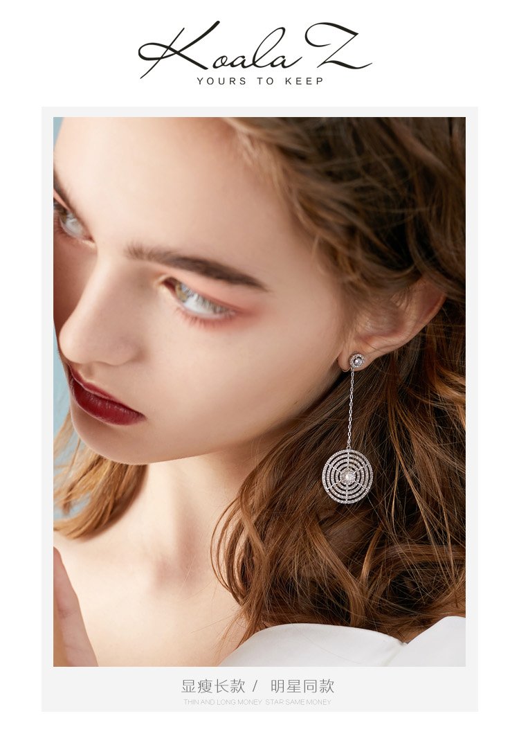 Big name classic long non-picking face-shaped tassel-set diamond disc drop earrings / ear clip painless women boutique - dianjiang-