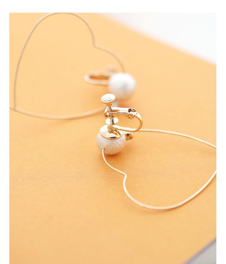 Japanese order sweet love type metal coil cotton pearl inlaid Zircon Earrings painless ear hole free clip - dianjiang-