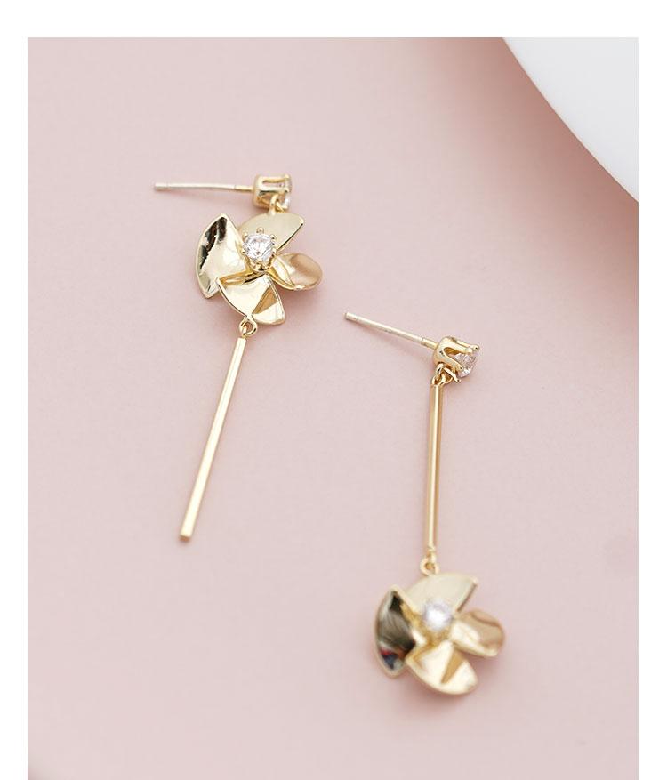 Daily small fresh asymmetrical windmill ear nail earrings no ear hole ear clip female painless daily set-up - dianjiang-