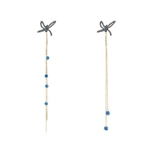 超仙重工显瘦长款冷淡风气质超长蝴蝶结流苏耳环耳夹无耳洞女圆脸 - dianjiang-