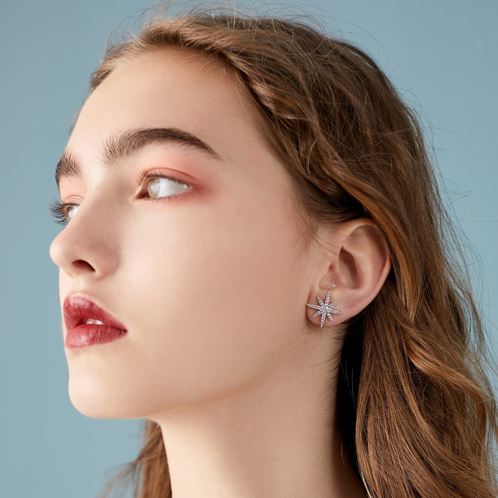 The jewels of the stars Luxury micro-star light atmospheric ear clip Earless, pain-free women's transparent cushion package - dianjiang-