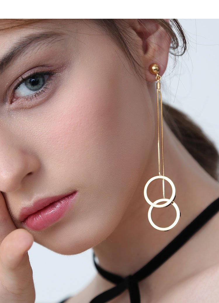 Ring Peding Bell Can be heard crisp collision sound long stream su ring fashion earrings ear clip no ear hole female - dianjiang-