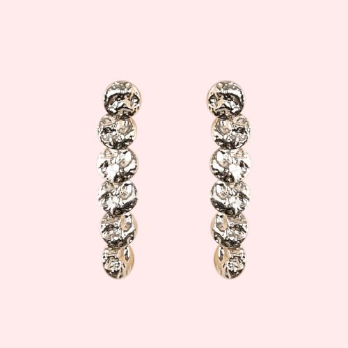 Advanced gray design sense Environmental protection light brass piece plated light titanium metal earrings earrings without ear holes female long model - dianjiang-