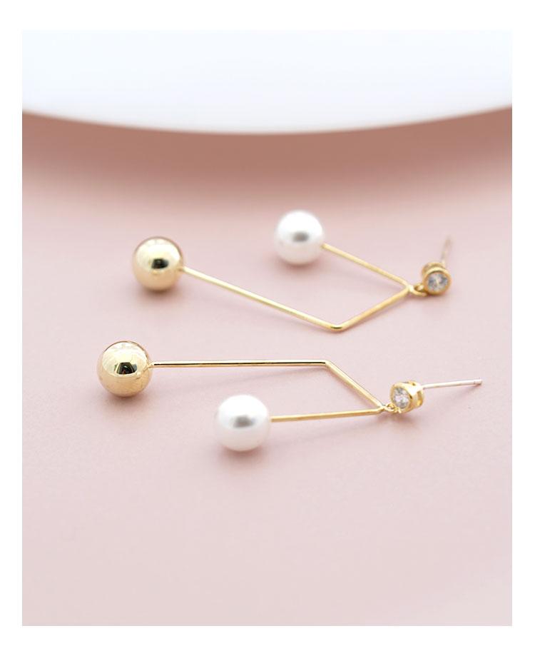 Simple design, simple design, sense of metal sound, imitation pearl earring, ear clip, ear clip, no ear hole, female, European and American personality, cold - dianjiang-