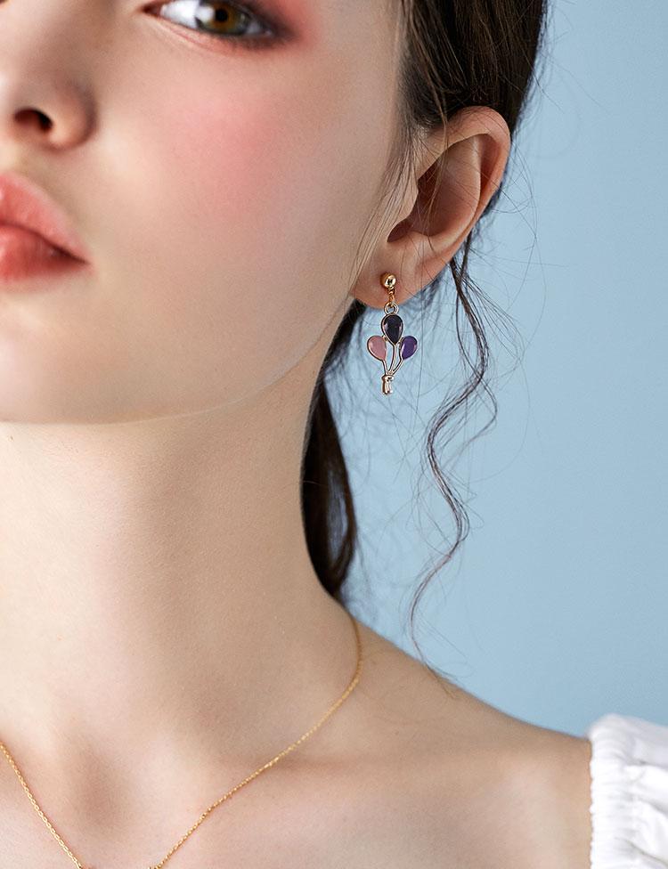 Hand-glazed Little cute colored Morandi balloon earrings ear clip earless female Japanese fresh Korean INS - dianjiang-