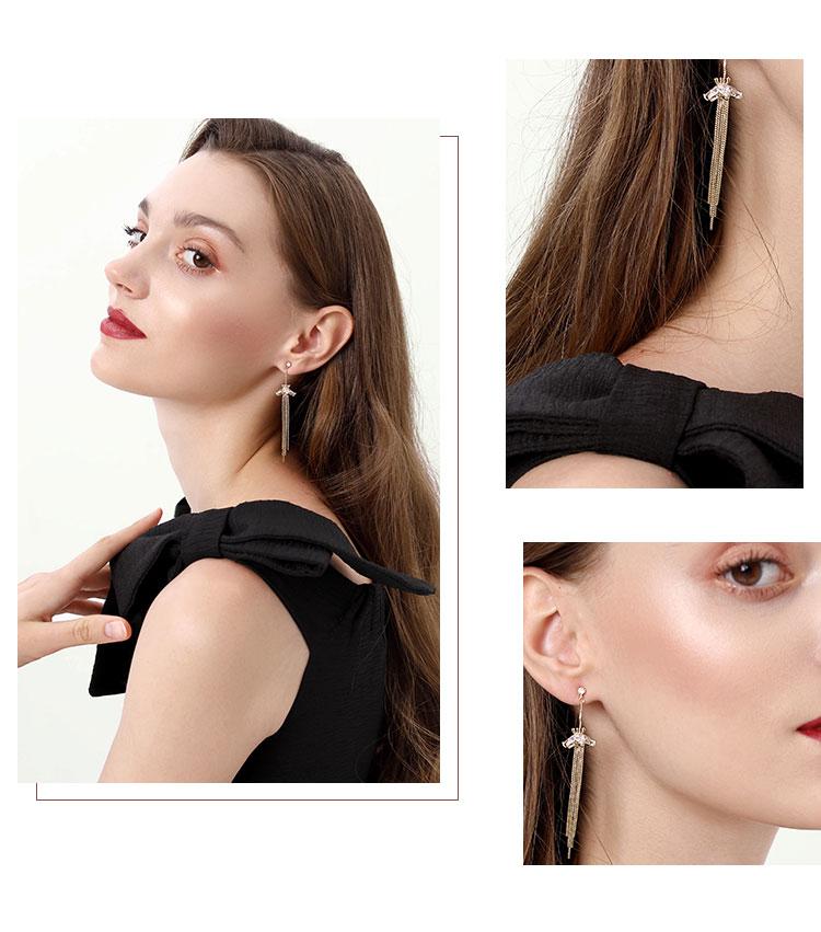 Round face sharp weapon chic hanging wreath tassel small long spike long fairy earrings ear clip without ear hole female - dianjiang-