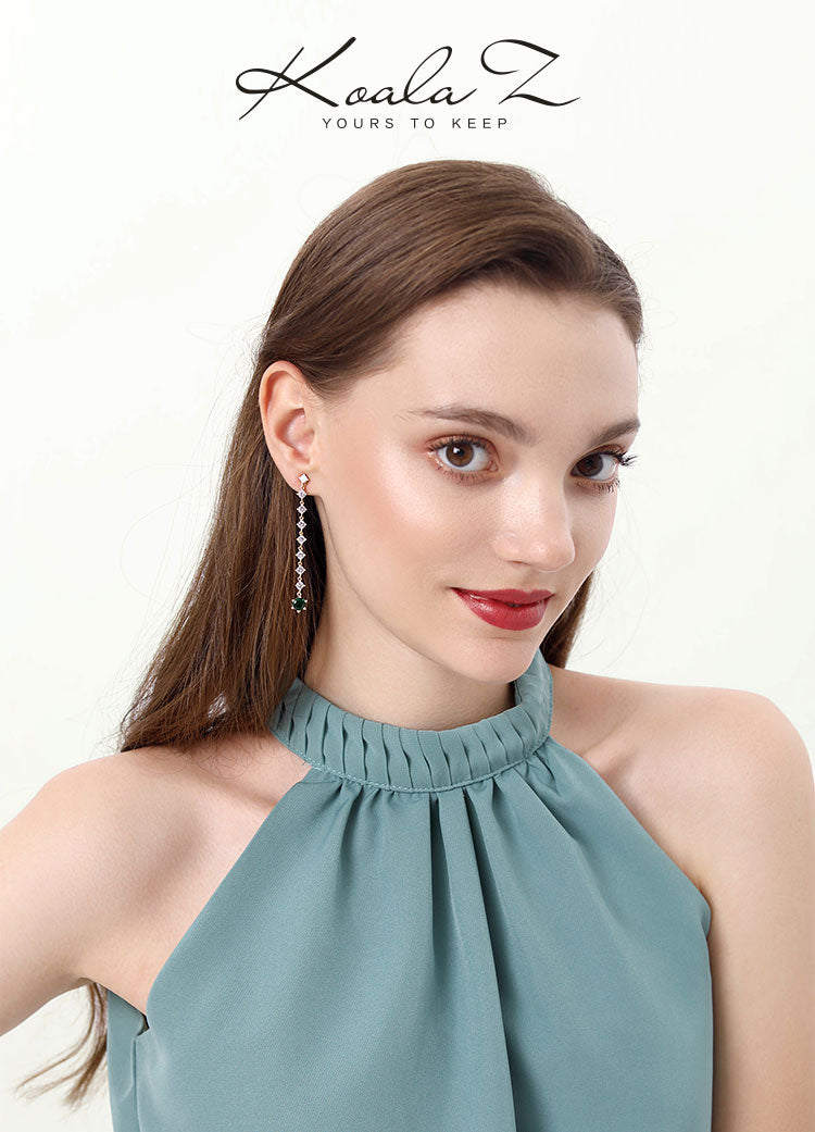 Clearance Flaw-free Flawless Flawless Bags Do Not Return and Do Not Change Asymmetric Emerald Earrings Earrings - dianjiang-