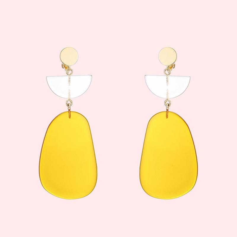 Hyperbole Gently ginger geometry European and American earrings no ear socket clip female - dianjiang-