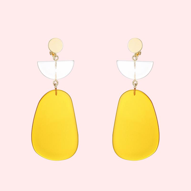 Hyperbole Gently ginger geometry European and American earrings no ear socket clip female - dianjiang-