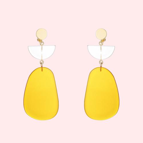 Hyperbole Gently ginger geometry European and American earrings no ear socket clip female - dianjiang-