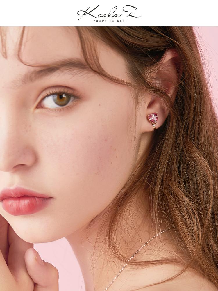 It's so hard! Seven zircons! Simple design sweet cross love ear nails no ear hole ear clip woman - dianjiang-