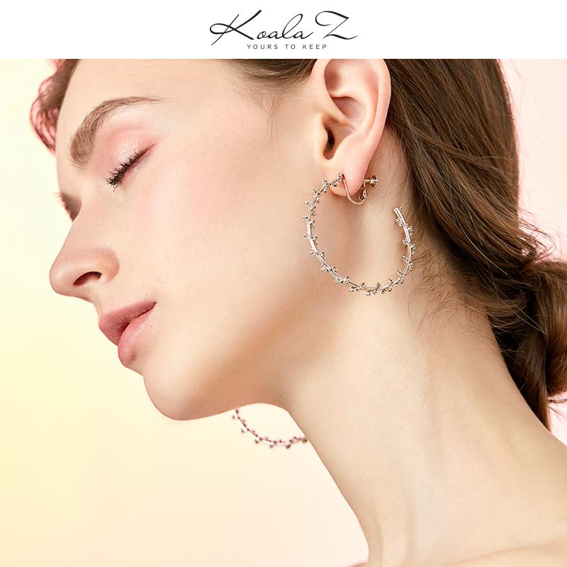 Big-name design spiral high-grade grey diamond earrings with big ears and no ear holes female high-grade feeling exaggerated in Europe and America - dianjiang-