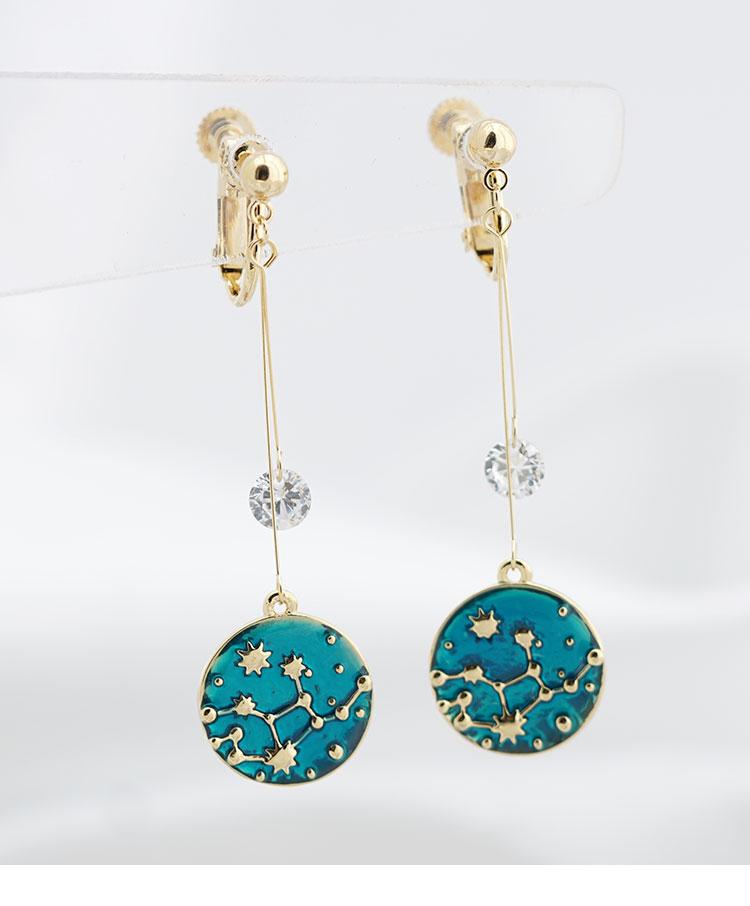 Japanese hand new Van Gogh starry blue drop glazed disc star star earrings earrings ear nail female earless hole - dianjiang-