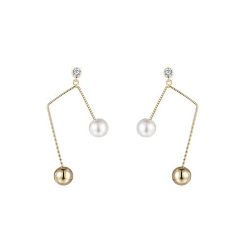 Simple and versatile, simple design, metal notes, pearl like earrings, ear clip, no ear hole, female, cold personality in Europe and America - dianjiang-