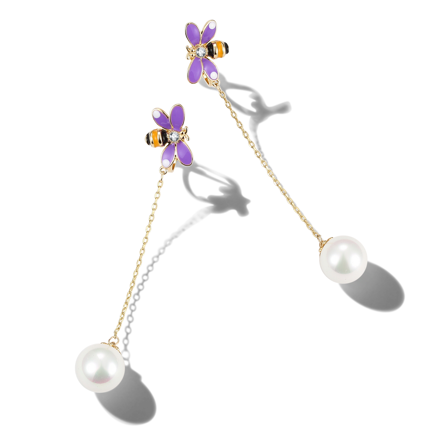 Qing Cang yuan 49.9 fresh and simple temperament 925 silver needle Purple Butterfly Long Earring clip - dianjiang-