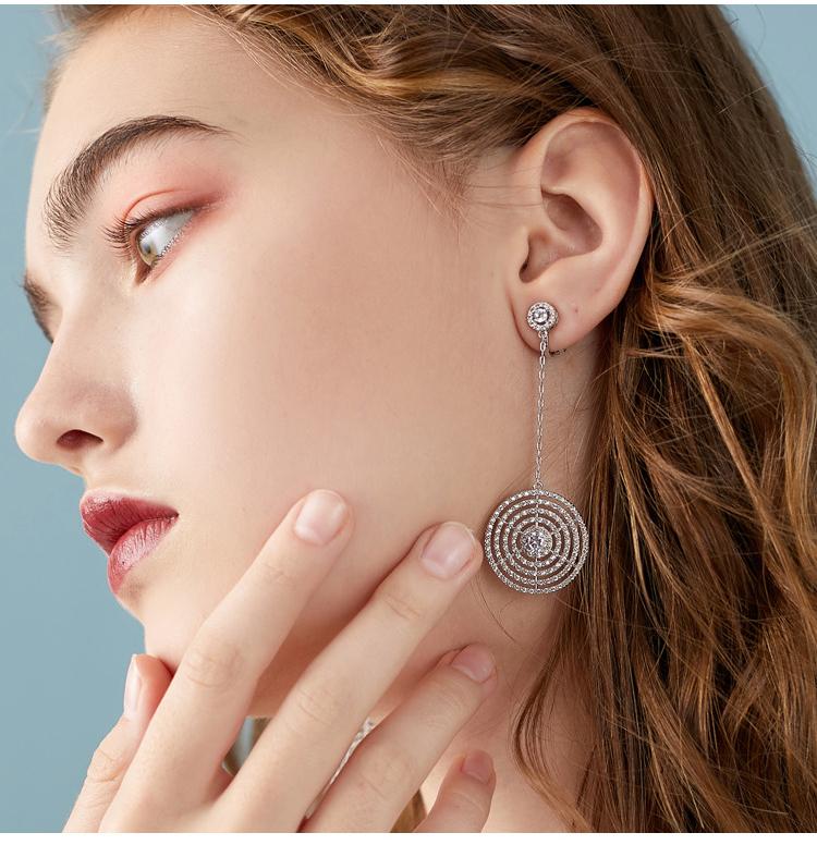 Big name classic long non-picking face-shaped tassel-set diamond disc drop earrings / ear clip painless women boutique - dianjiang-