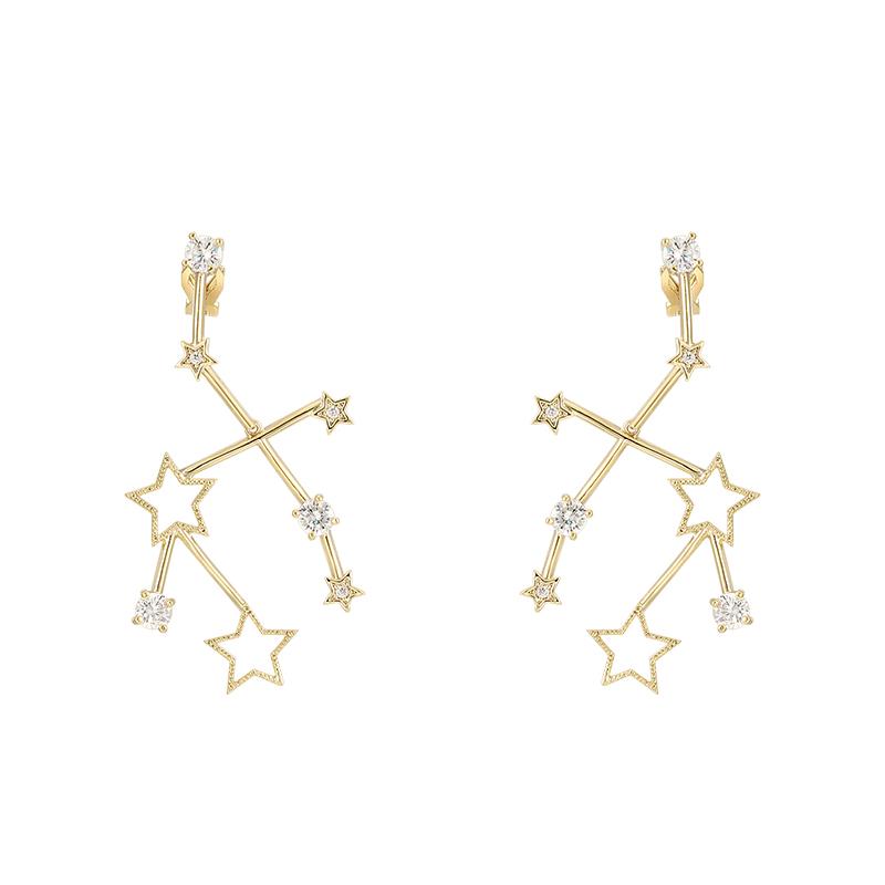 New Japanese and South Korean sweet exaggerated face shape five star two color Earrings no ear hole ear clip women's versatile - dianjiang-