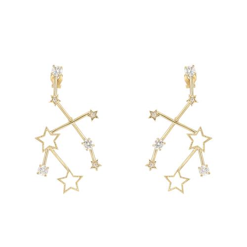 New Japanese and South Korean sweet exaggerated face shape five star two color Earrings no ear hole ear clip women's versatile - dianjiang-