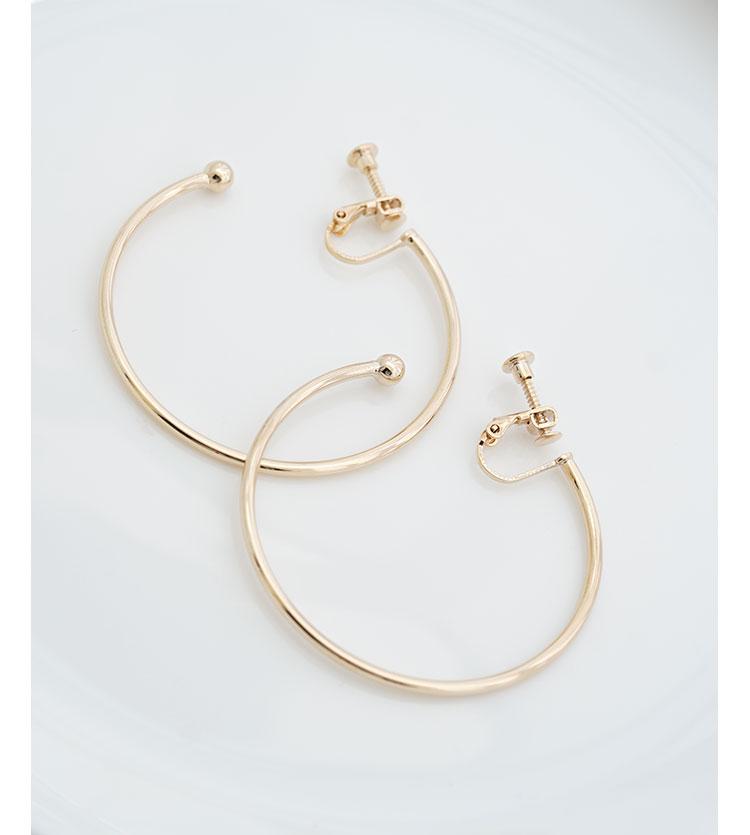 Cora Pig Europe and America Supermodel personality plating true gold simple exaggeration big circle metal hoop earrings no ear hole - dianjiang-