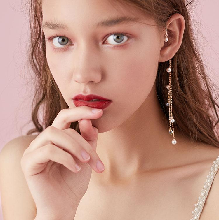 Koala pig elf personality earring long earring multilayer pearl tassel earbone clip earring female - dianjiang-