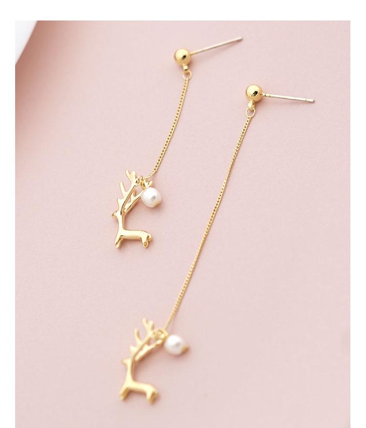 Asymmetrical Moose long flow ingres earrings without ear holes ear clip woman painless Korean Japanese round face - dianjiang-