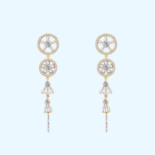 圆形镶嵌锆石镂空裙摆流苏耳钉耳环无痛无耳洞耳夹日常 - dianjiang-