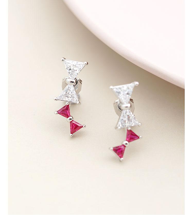 Vigorous aging, thin, delicate, red splicing, bow earrings, ear clip, no ear hole, Korean Japanese girl heart - dianjiang-