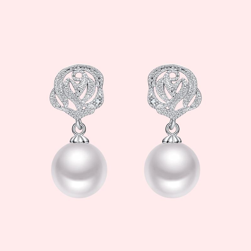 Special price rose pearl Pendant Earring clip European and American earless female transparent silicone cushion - dianjiang-