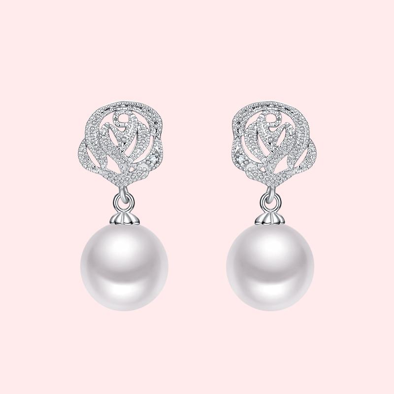 Special price rose pearl Pendant Earring clip European and American earless female transparent silicone cushion - dianjiang-