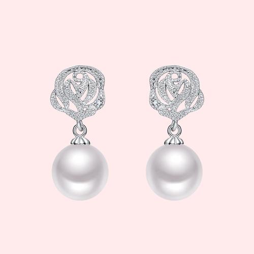 Special price rose pearl Pendant Earring clip European and American earless female transparent silicone cushion - dianjiang-