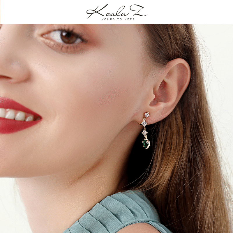 Clearance Flaw-free Flawless Flawless Bags Do Not Return and Do Not Change Asymmetric Emerald Earrings Earrings - dianjiang-