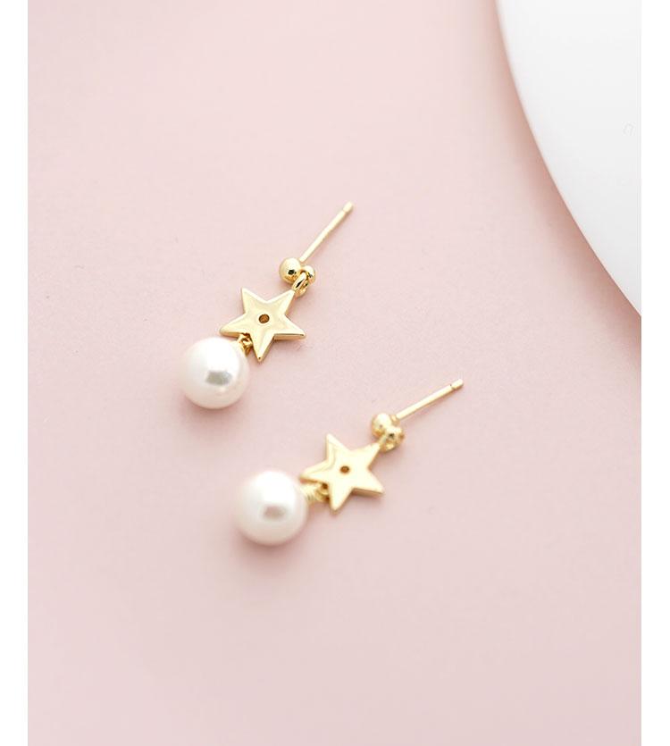 Simple and small South Korean golden star Pearl Pendant Earrings without earholes and earclips for women - dianjiang-