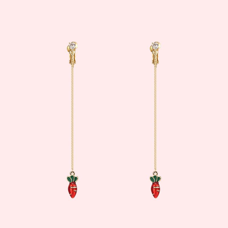 Cute drop of glaze metal carrot Japanese vitality sweet earring earring earring female painless daily - dianjiang-