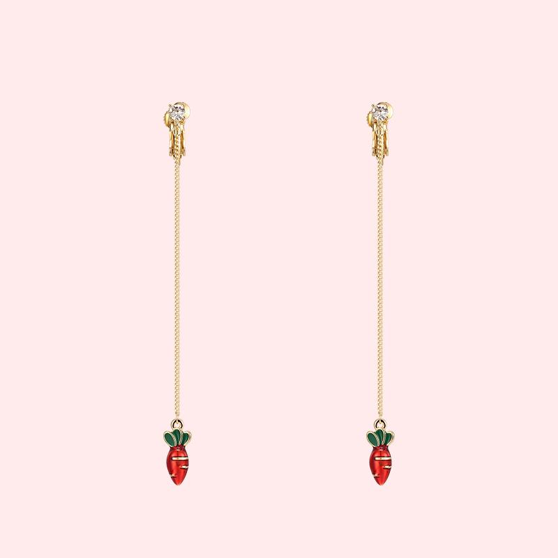 Cute drop of glaze metal carrot Japanese vitality sweet earring earring earring female painless daily - dianjiang-