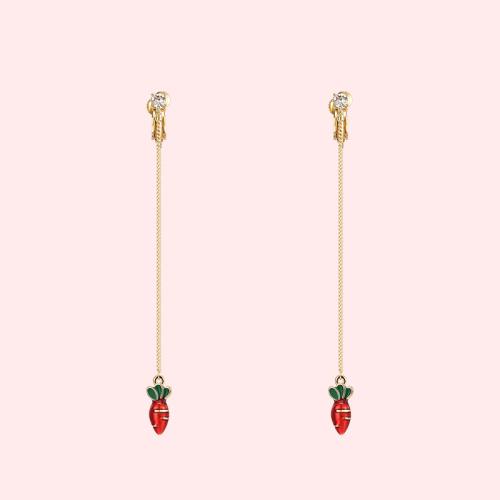 Cute drop of glaze metal carrot Japanese vitality sweet earring earring earring female painless daily - dianjiang-