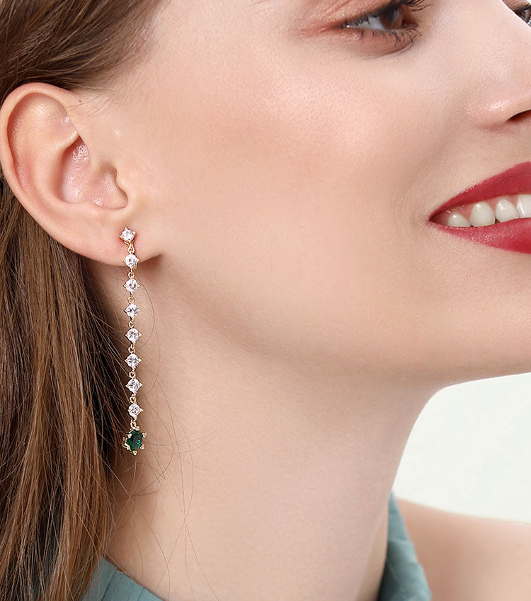 Clearance Flaw-free Flawless Flawless Bags Do Not Return and Do Not Change Asymmetric Emerald Earrings Earrings - dianjiang-