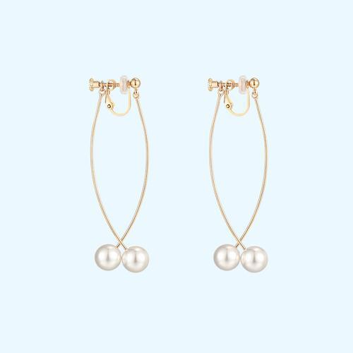Japanese Joker before and after simple curve Pearl Earrings Earrings Earrings Earrings without Earholes Female temperament Spiral Minimal Cold Wind - dianjiang-