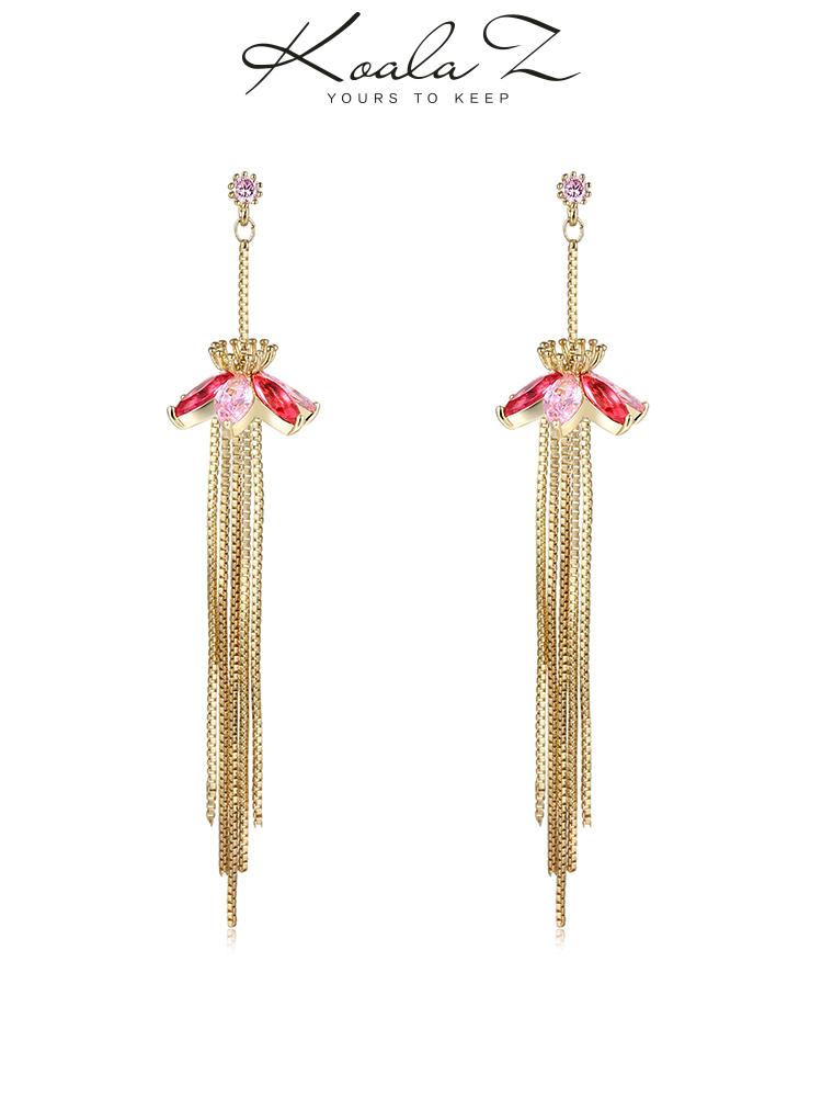 Round face sharp weapon chic hanging wreath tassel small long spike long fairy earrings ear clip without ear hole female - dianjiang-