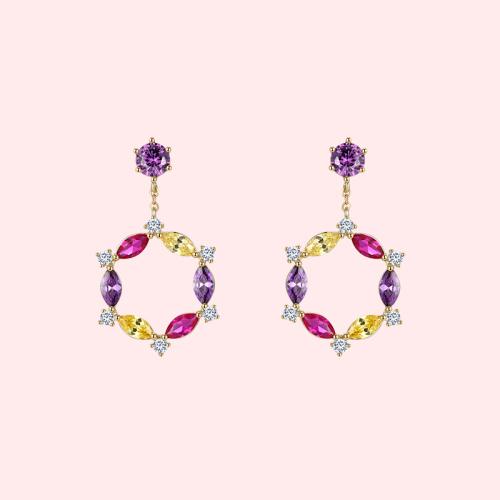Fairy wreath European and American temperament simple crystal earrings earrings no ear hole female Korean Europe and the United States - dianjiang-