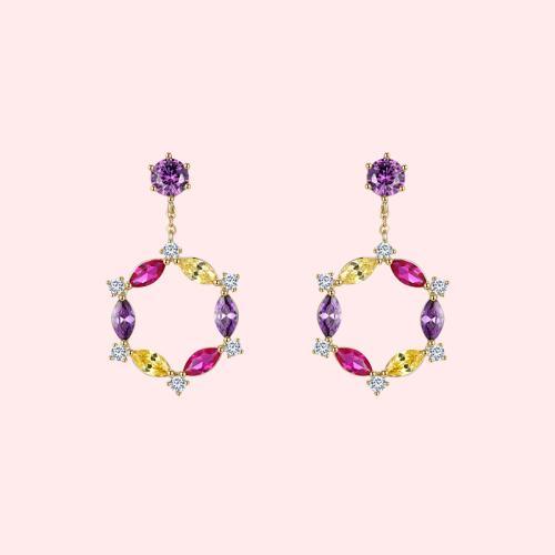 仙女花环欧美气质简约水晶耳环耳夹无耳洞女韩国欧美 - dianjiang-