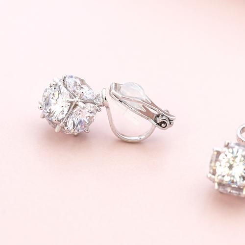 6-sided drill! Minimalist set-piece cube crystal diamond ball ear nail earring earrings no ear hole female European and American small - dianjiang-