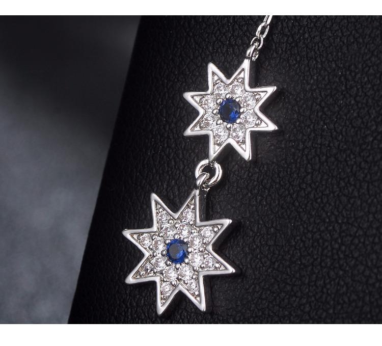 Long stream Su star star blue diamond earrings no ear hole female painless European and American parcel mail - dianjiang-